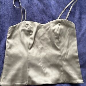 Abercrombie & Fitch Olive Green Satin Corset Top